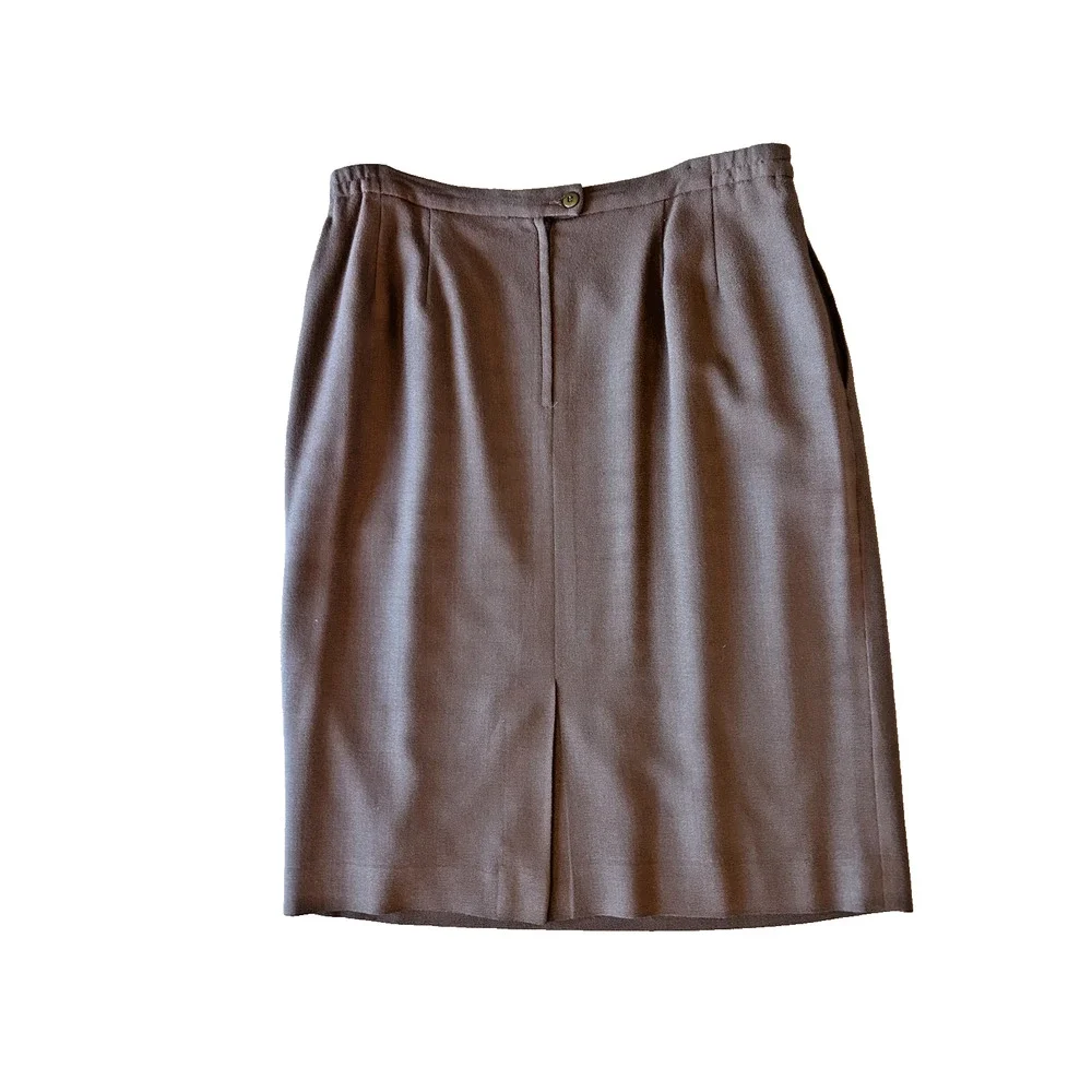 Vintage Saville Suit Skirt & Blazer Size 16 100%‎ Wool Camel Brown Career Church